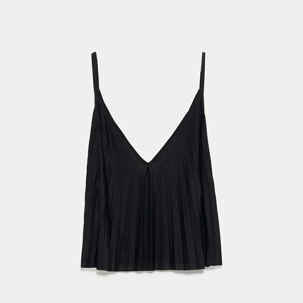 Zara black silk pleated top